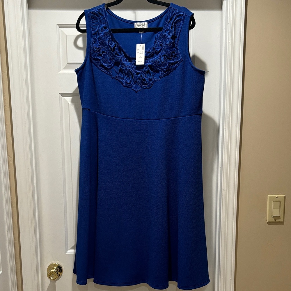 Avenue Deep Blue Embroidered Dress